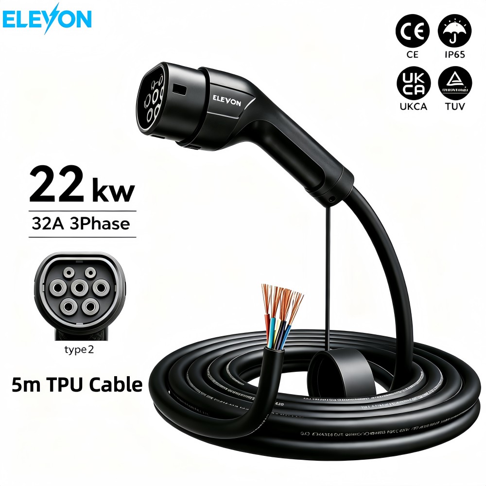 Ev Charger Type 2 22Kw 32A 3 Phase - ELEVON EV Charger Type2 Female Car