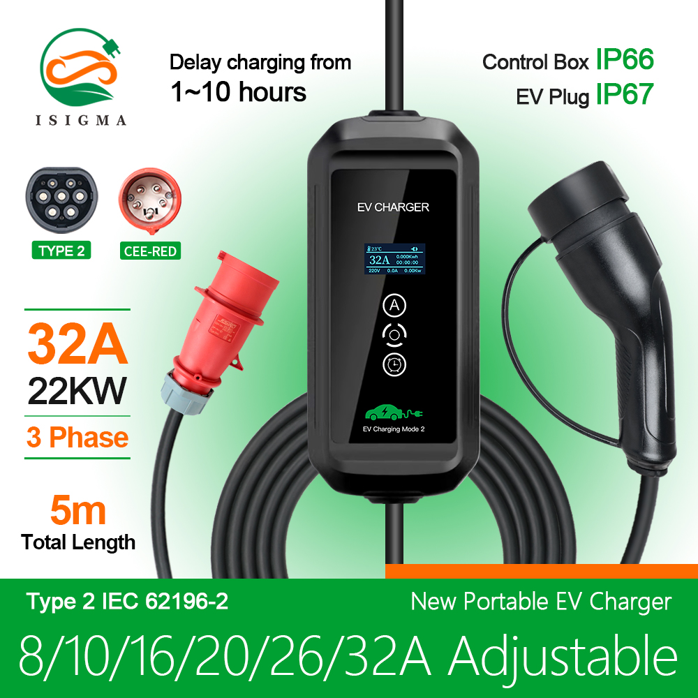 Loại 2 Cắm EVSE EV Sạc Cấp 2 3 - đánh giá và giá Ev Charger Type 2 22Kw 32A 3 Phase