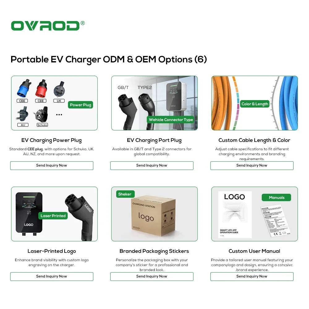 Ovrod Factory Evse Ac 7kw 11kw - đánh giá và giá Ev Charger Type 2 22Kw 32A 3 Phase